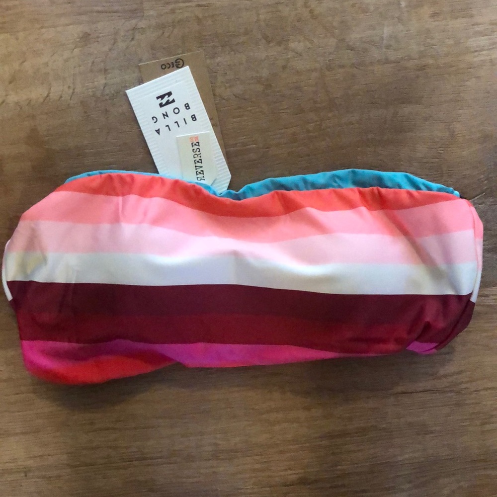 Billabong Sol Stripes Tube Bikini Top Reversible M